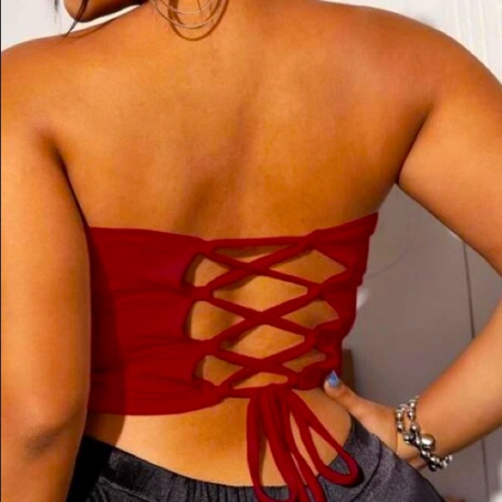 Tube top with drawstring